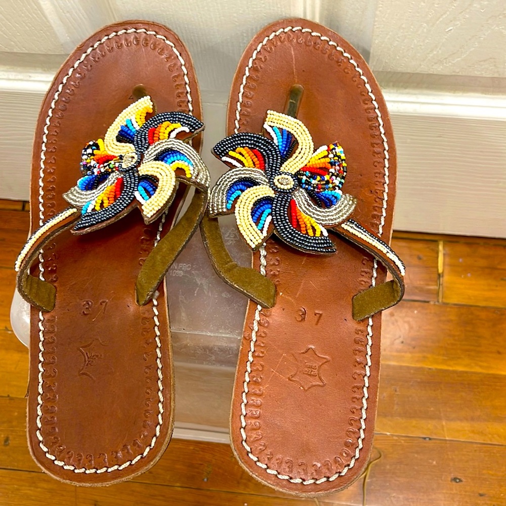 Sandals. Maasai sandals. Beaded sandals. Summer sandals.